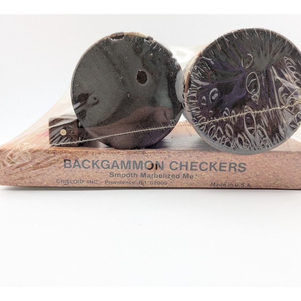 CRISLOID No 504 Vintage Backgammon Men 1 1/4 Brown Marbled 1970s Bakelite Sealed